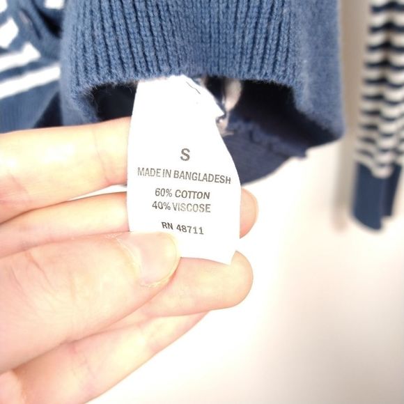 Falls Creek Blue & White Striped V-Neck Sweater S - Picture 5 of 5